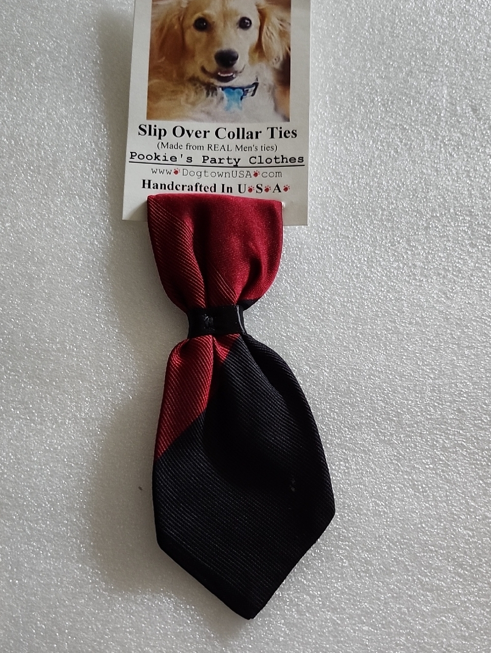 Hand Crafted Red and Black Slip Over Dog Collar Tie